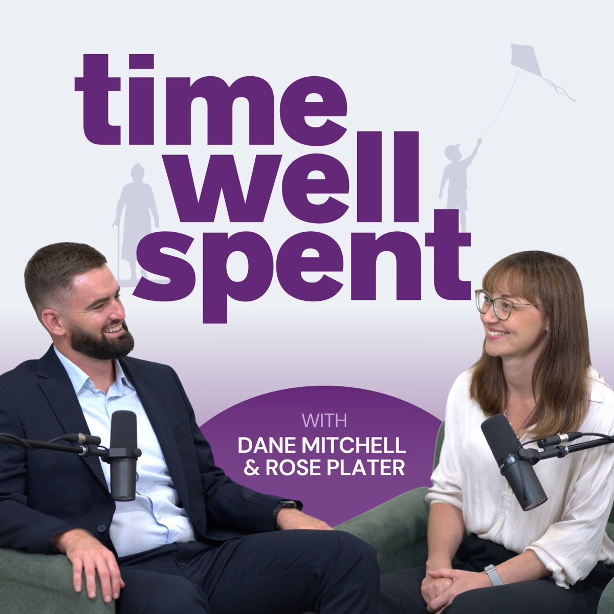 Time Well Spent podcast cover art featuring hosts Dane Mitchell and Rose Plater